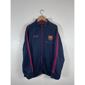 FC Barcelona Barça Full Zip Track Jacket Navy Burgundy XL Soccer Futbol